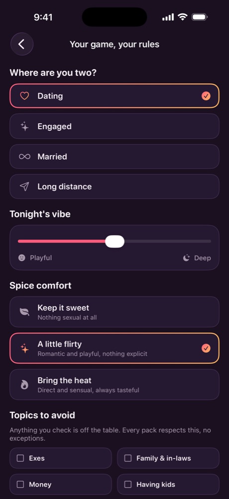 The vibe, spice and boundaries editor