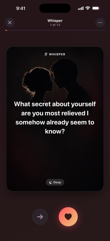 A Duvy Heat question card from the Whisper pack