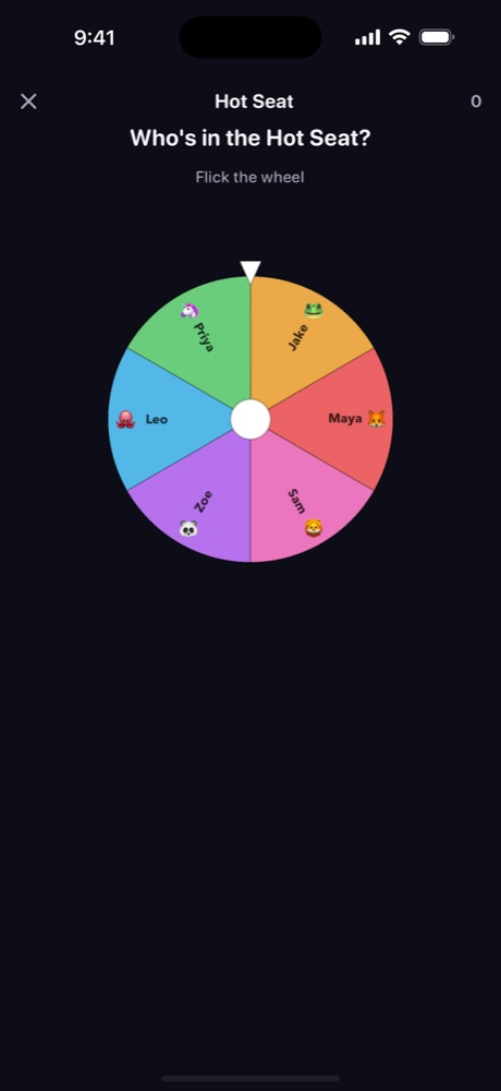 The Hot Seat player wheel